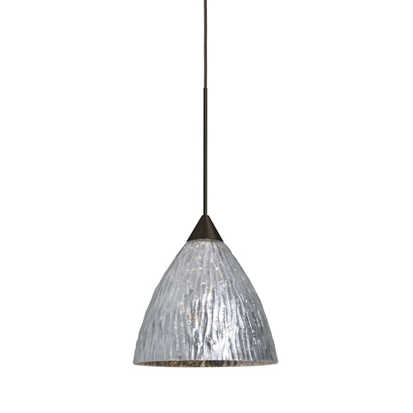 Besa Lighting Eve Cord Pendant, Stone Silver Foil, Bronze Finish, 1x5W LED 1XT-EVESS-LED-BR - main